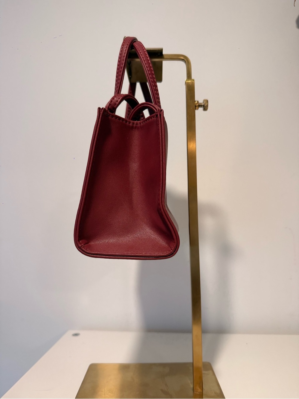 Telfar Mini Leather Crossbody Bag in Burgundy - Picture 2 of 5